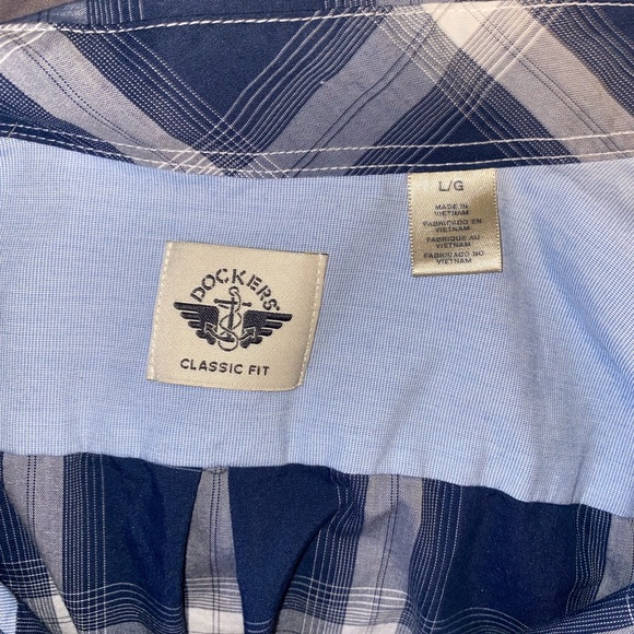 Dockers classic fit size large blue and white plaid short sleeve button down - Picture 3 of 3